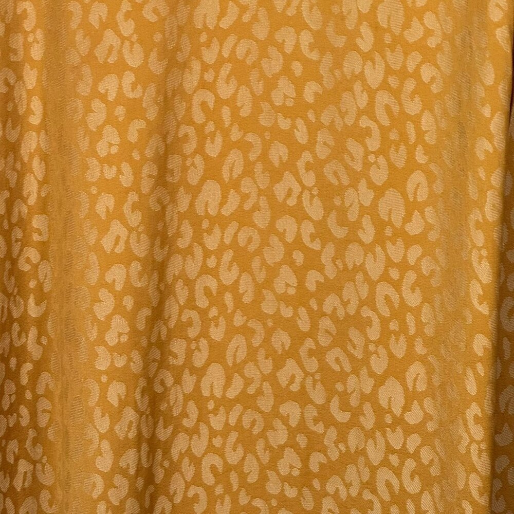 Ann Taylor Cheetah Print Jacquard Faux Wrap V-neck Yellow Belted Dress Size 4 (F - Picture 4 of 12